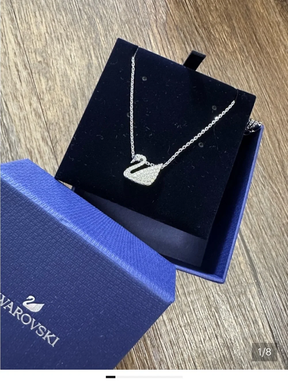 Swarovski Silver Crystal Swan Necklace - Silver Iconic - Picture 2 of 9
